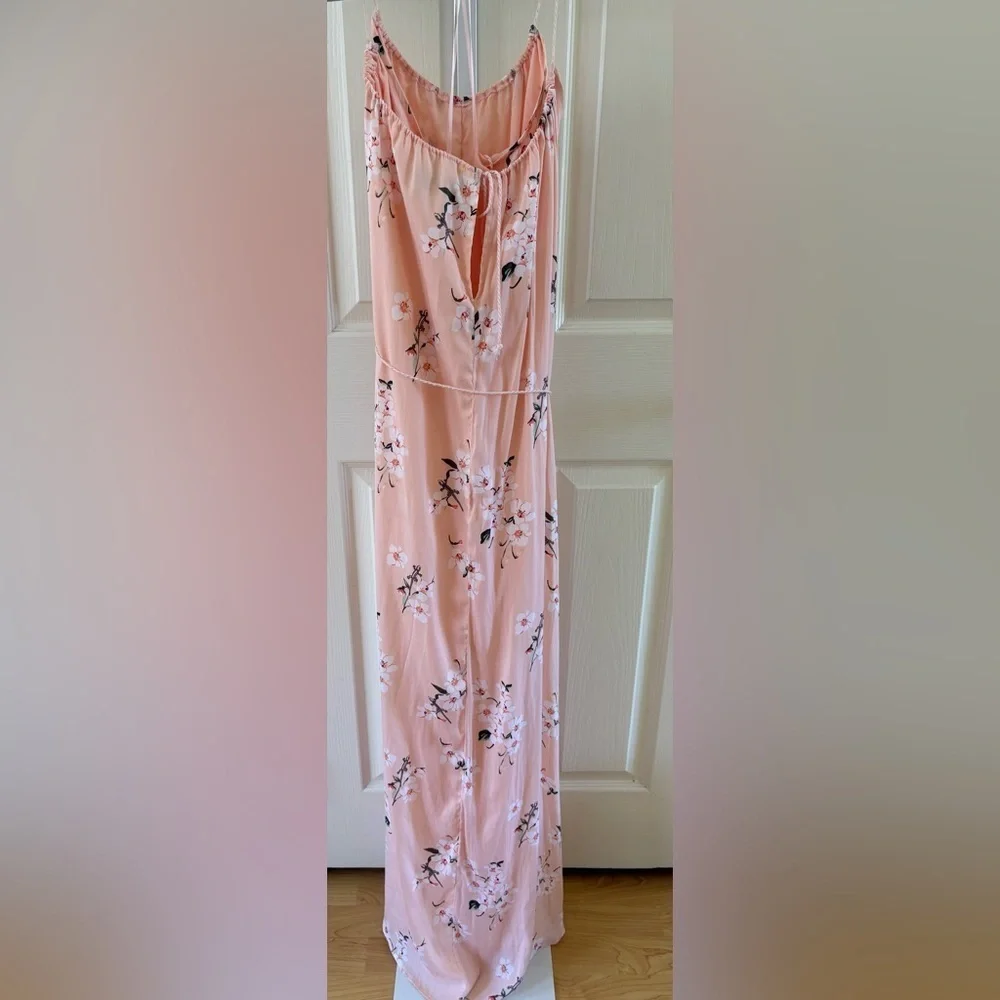 Abercrombie and Fitch Floral Spaghetti Strap Maxi Dress in Light Pink - Size S